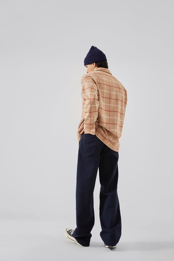 Dikiş Detaylı Bej Baggy Jean