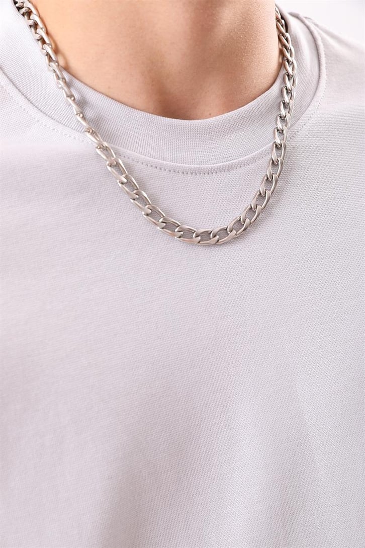 Dikiş Detaylı Buz Gri Oversize Tişört