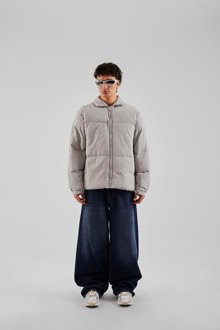 Dikiş Detaylı Gri Bomber Mont