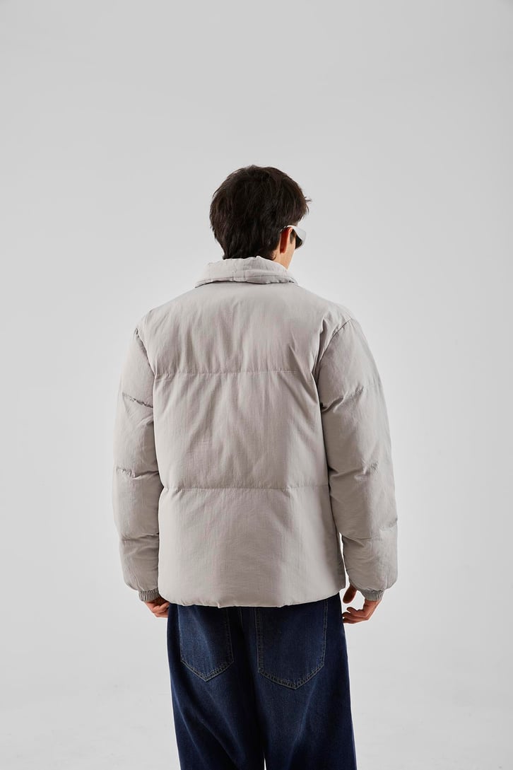 Dikiş Detaylı Gri Bomber Mont
