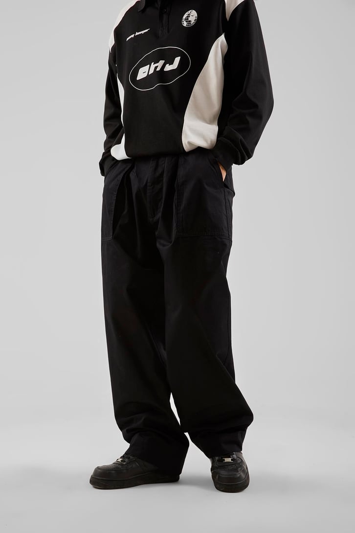 Dikiş Detaylı Koyu Lacivert Baggy Pantolon