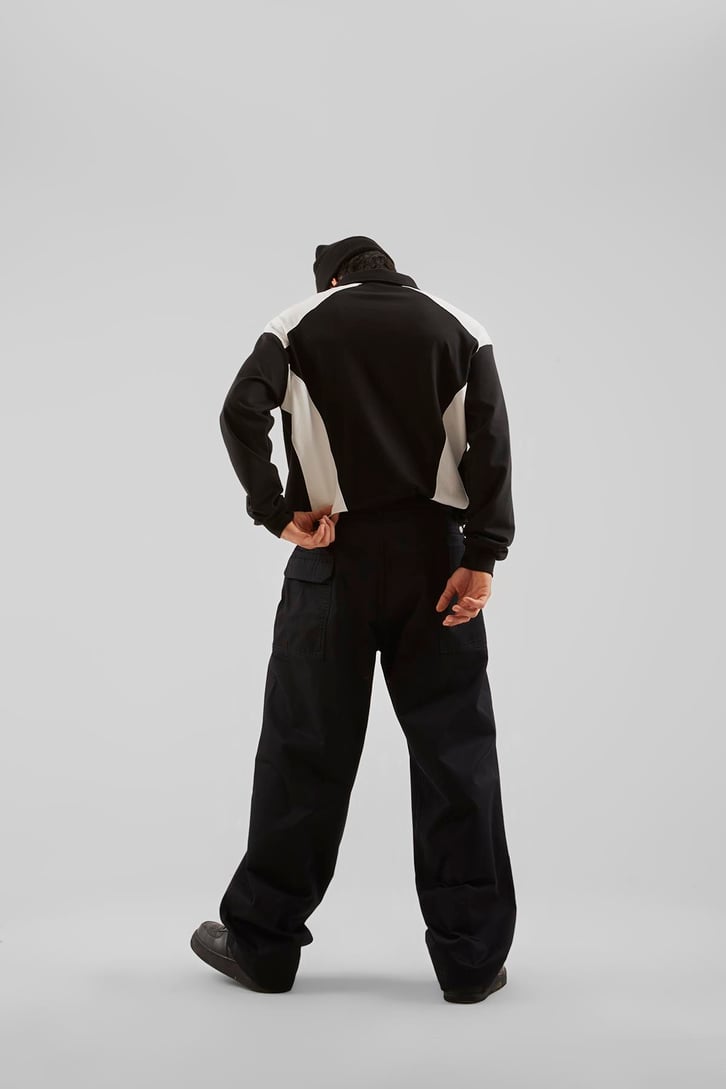 Dikiş Detaylı Koyu Lacivert Baggy Pantolon
