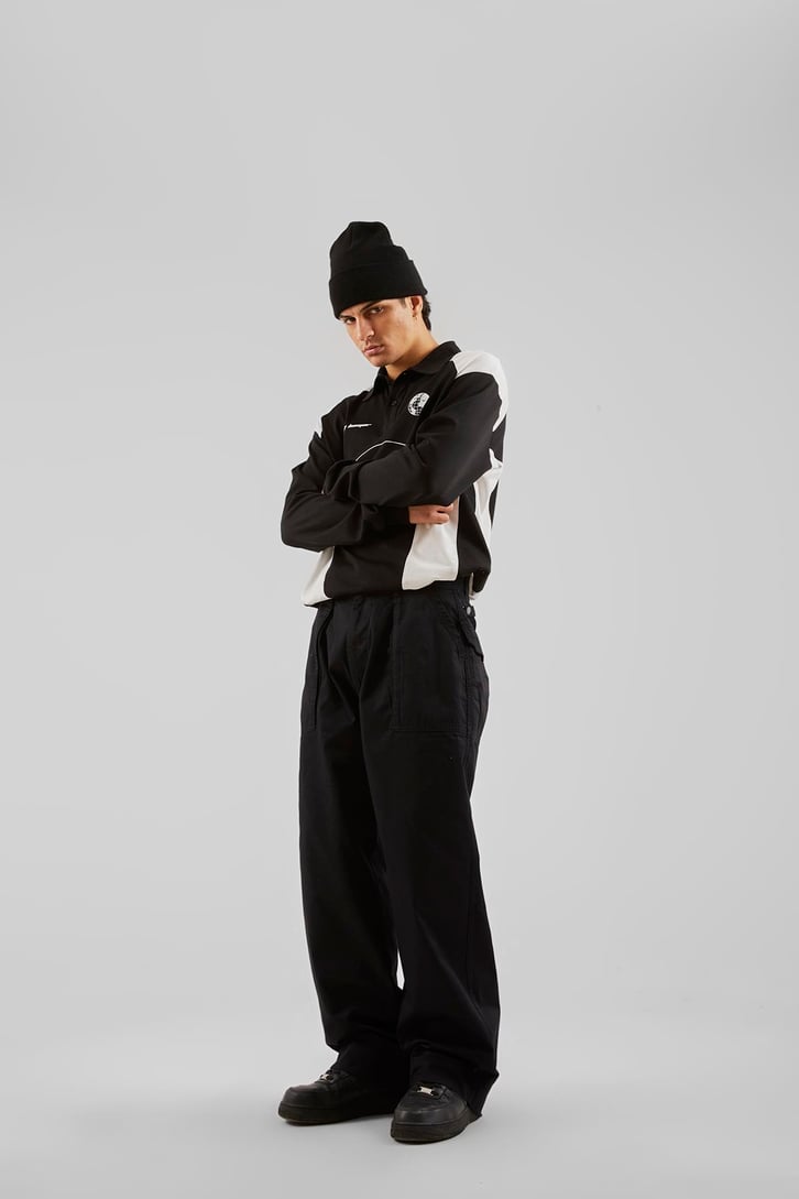 Dikiş Detaylı Koyu Lacivert Baggy Pantolon