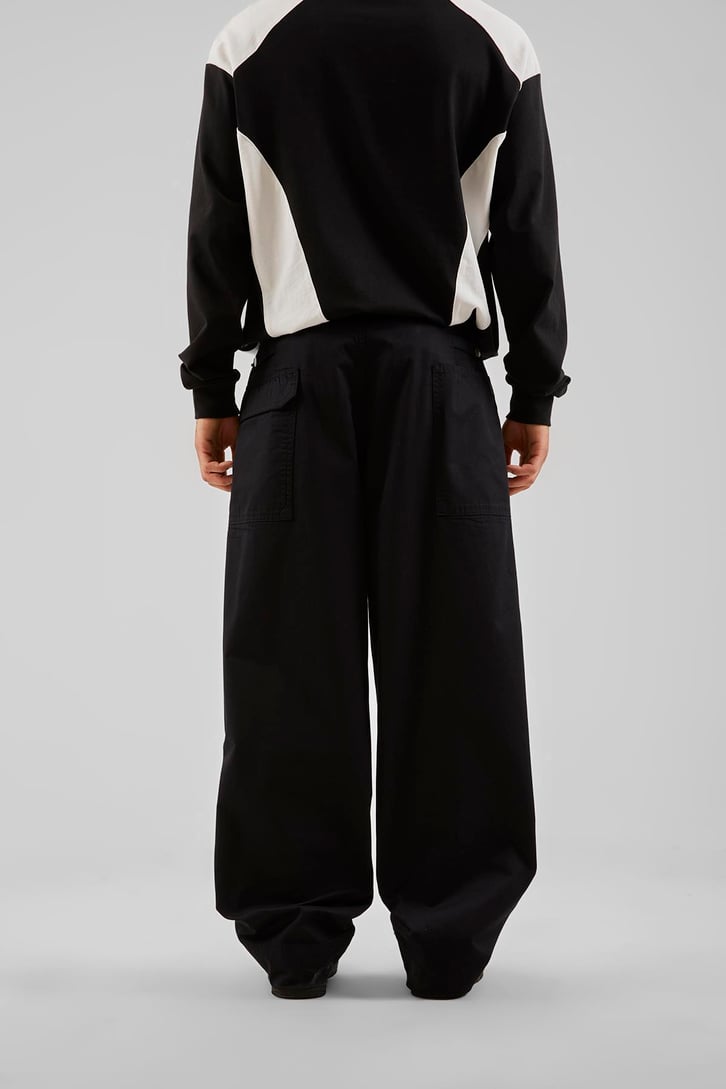 Dikiş Detaylı Koyu Lacivert Baggy Pantolon