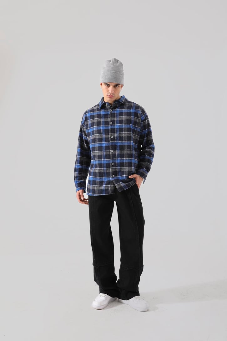 Dikiş Detaylı Siyah Baggy Jean