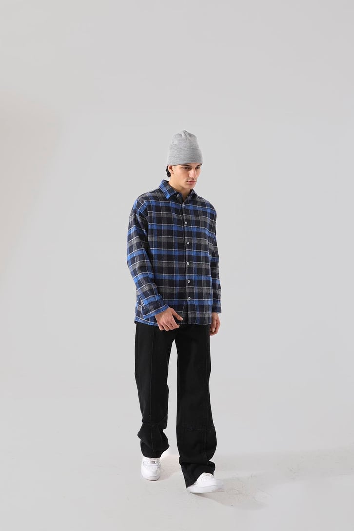 Dikiş Detaylı Siyah Baggy Jean