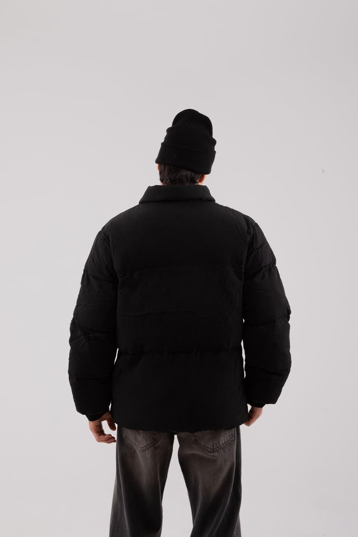 Dikiş Detaylı Siyah Bomber Mont