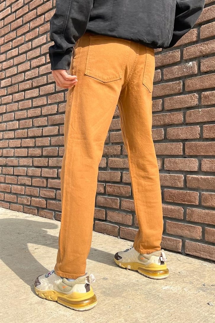 Dikiş Detaylı Taba Regular Fit Jean