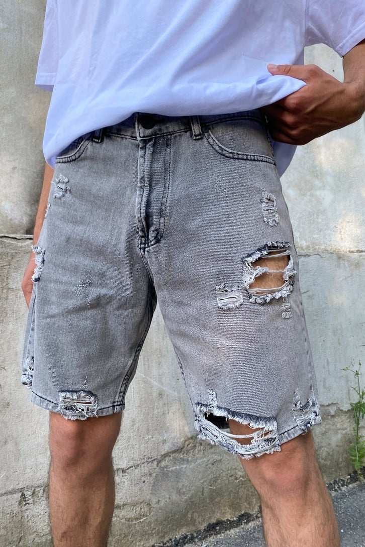 Distressed Antrasit Kot Şort