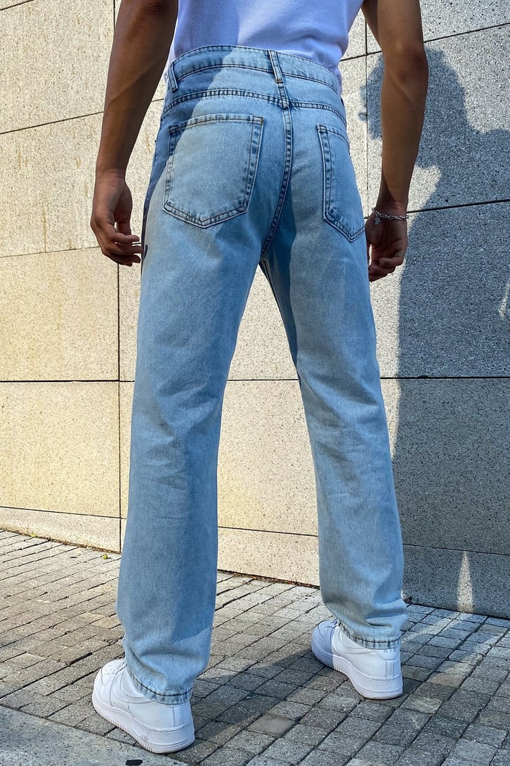 Distressed Buz Mavi Regular Fit Jea