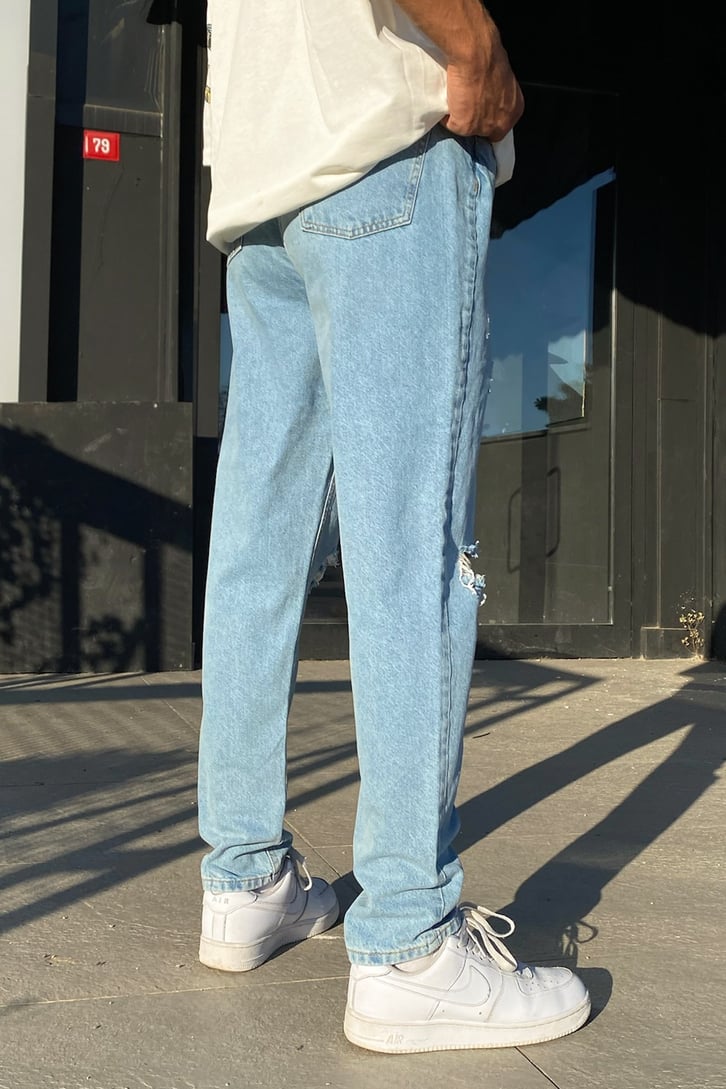 Distressed Buz Mavi Regular Fit Jean