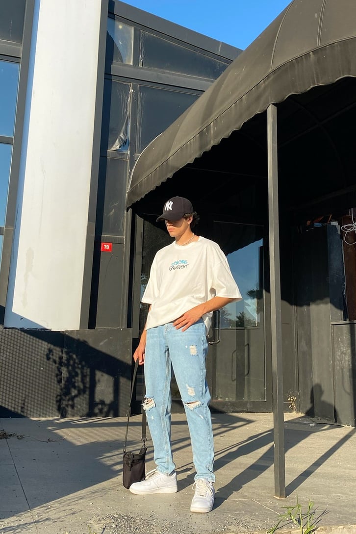 Distressed Buz Mavi Regular Fit Jean