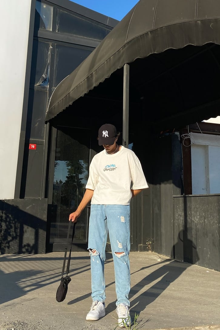 Distressed Buz Mavi Regular Fit Jean