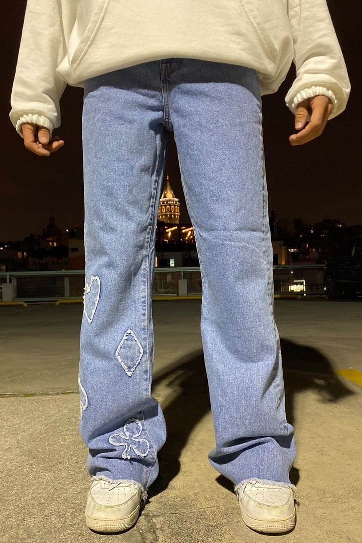Distressed Desenli Palazzo Jean