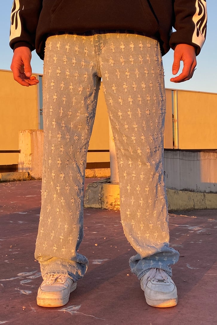 Distressed Desenli Urban Culture Baggy Jean