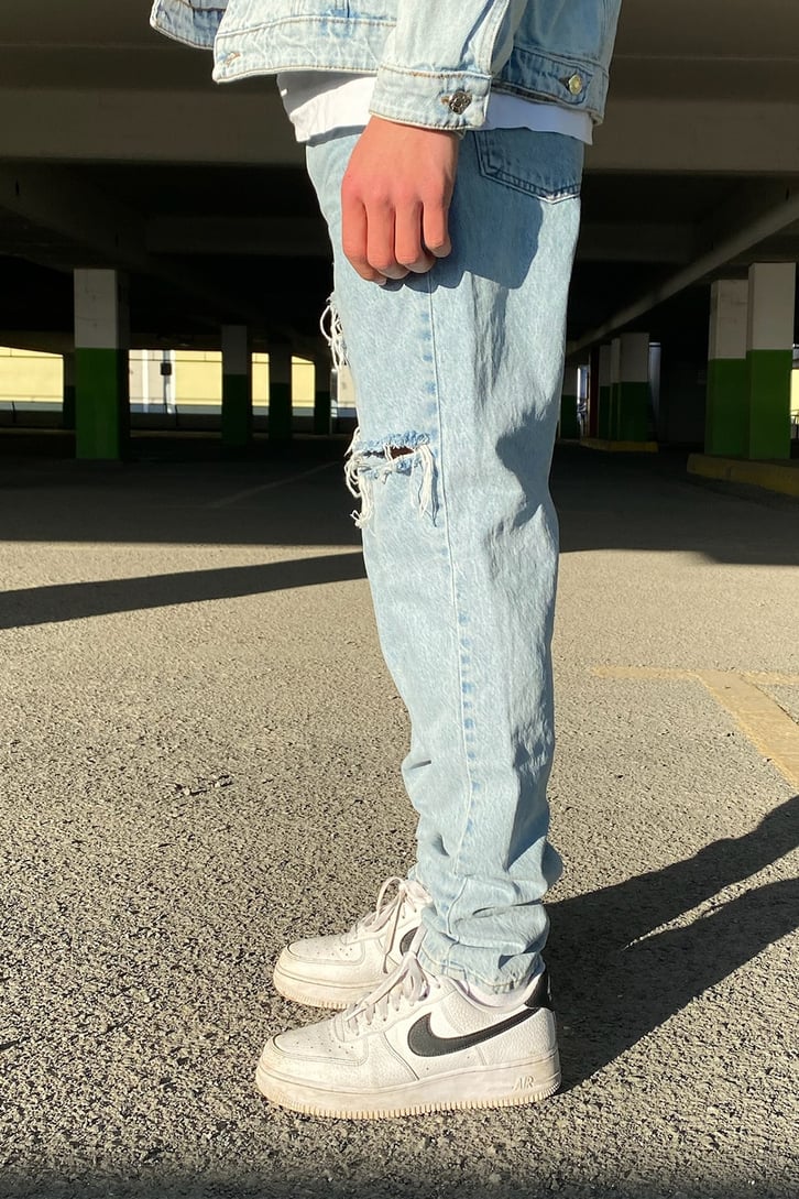 Distressed Detay İce Blue Skinny Fit Jean