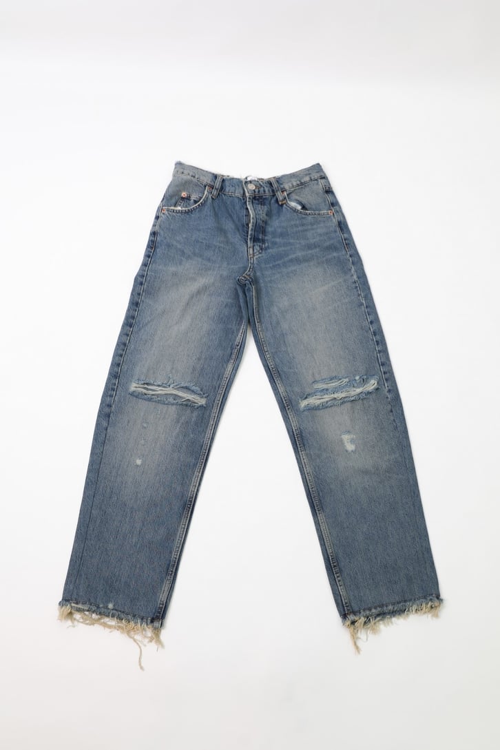 Distressed Koyu Mavi  Baggy Jean