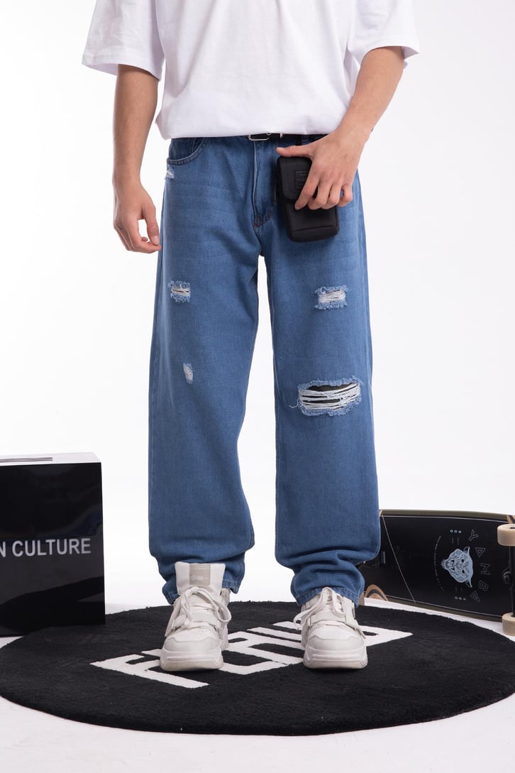 Distressed Mavi Baggy Jean
