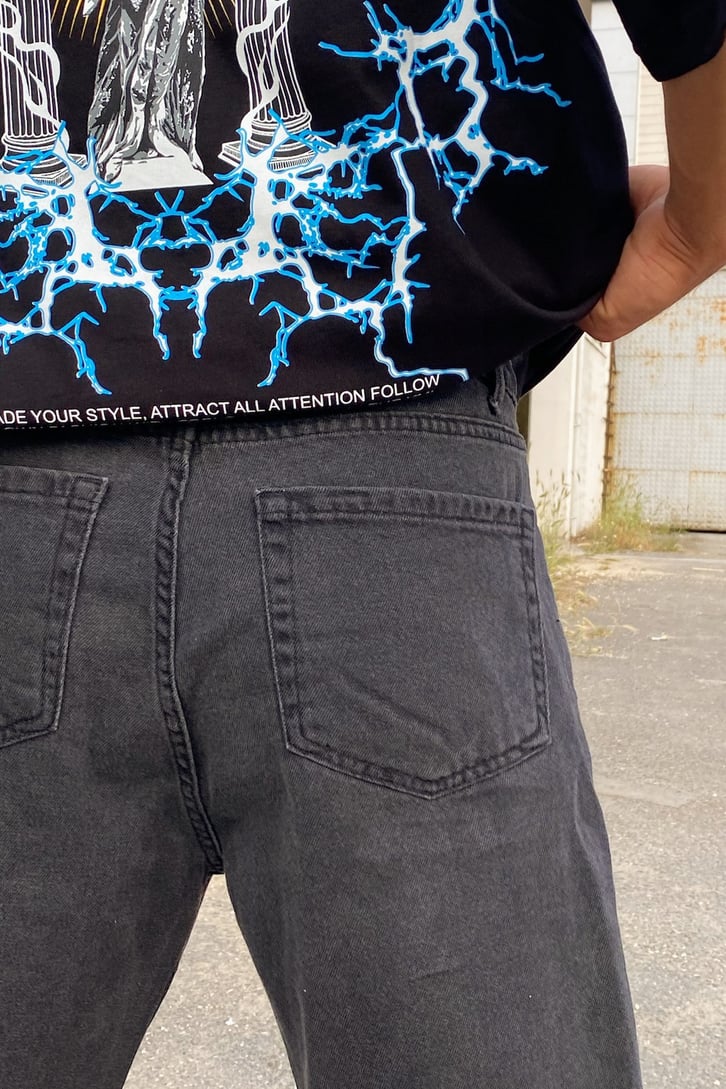 Distressed Painted Antrasit Kot Şort