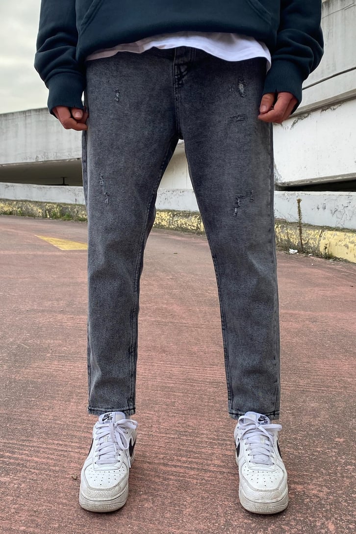Distressed Yıkamalı Mom Fit Jean