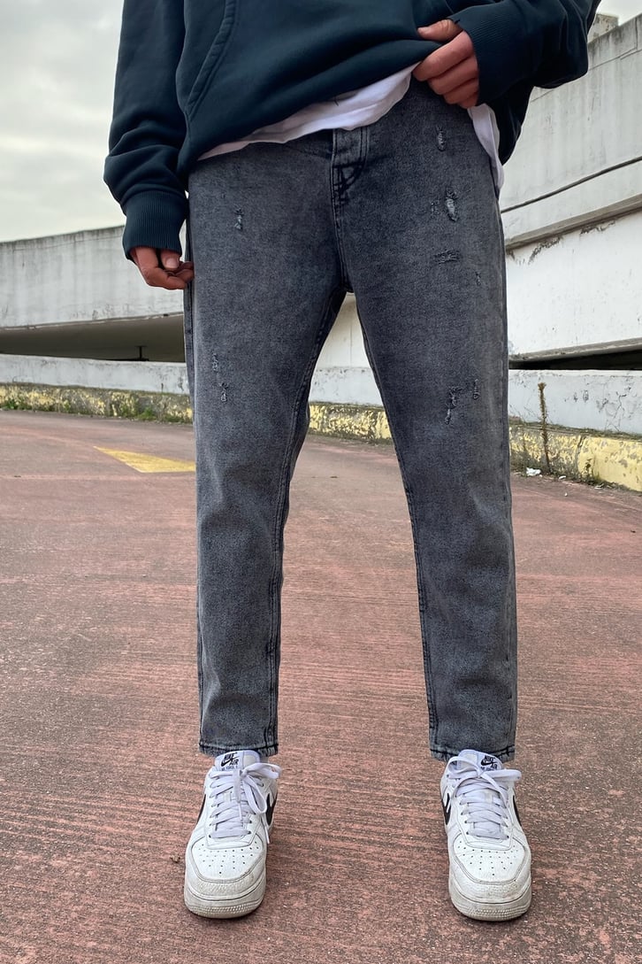 Distressed Yıkamalı Mom Fit Jean