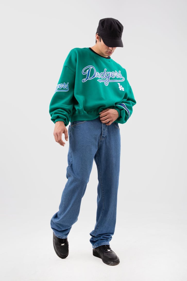 Dodgers Baskılı Beyaz Oversize Sweatshirt
