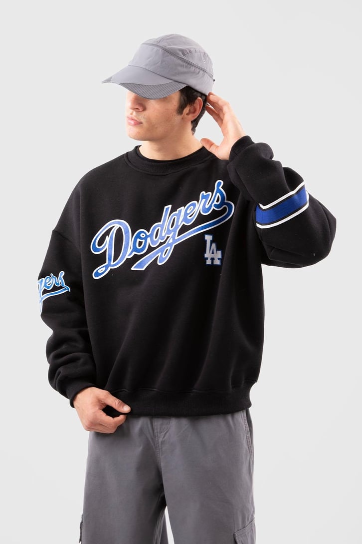 Dodgers Baskılı Beyaz Oversize Sweatshirt