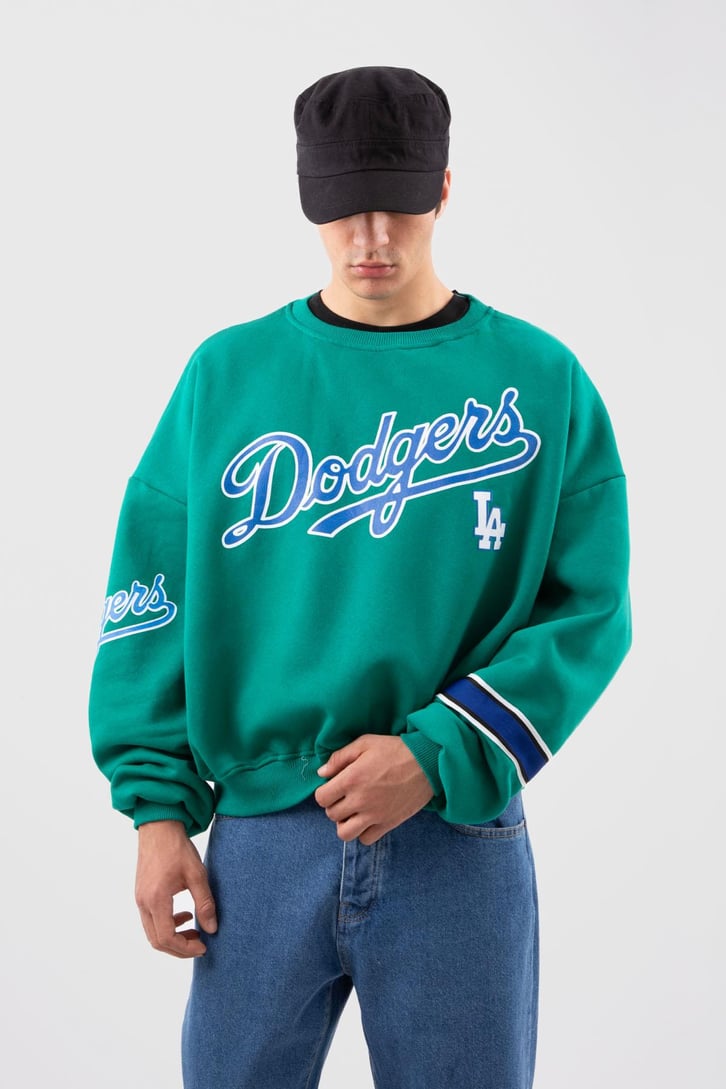 Dodgers Baskılı Beyaz Oversize Sweatshirt