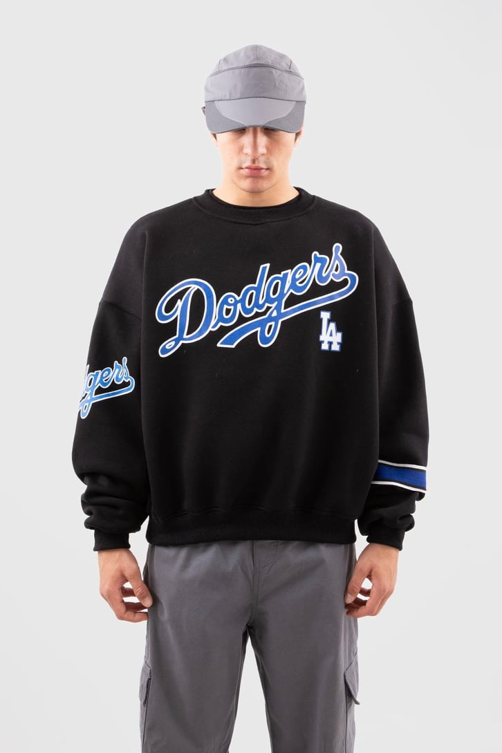 Dodgers Baskılı Beyaz Oversize Sweatshirt