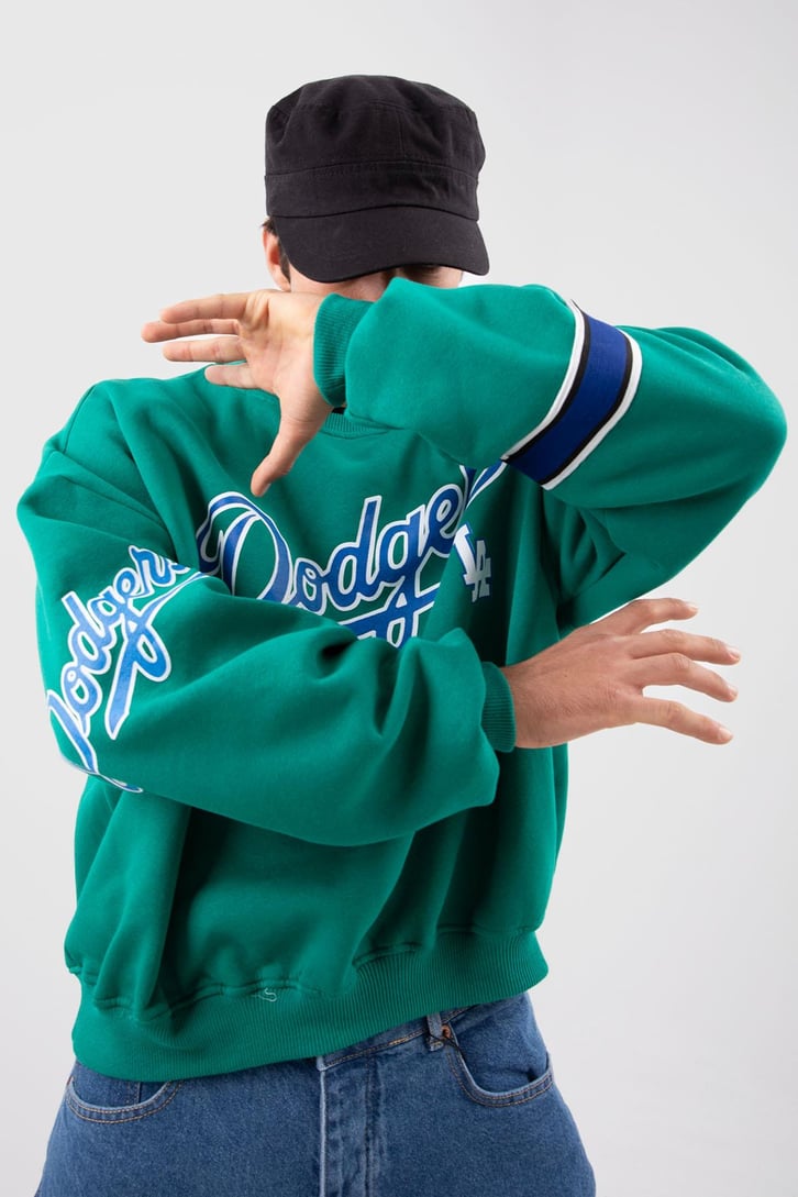 Dodgers Baskılı Beyaz Oversize Sweatshirt