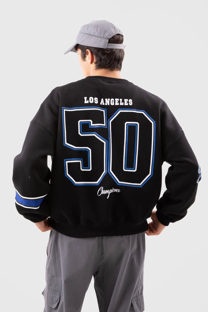 Dodgers Baskılı Beyaz Oversize Sweatshirt