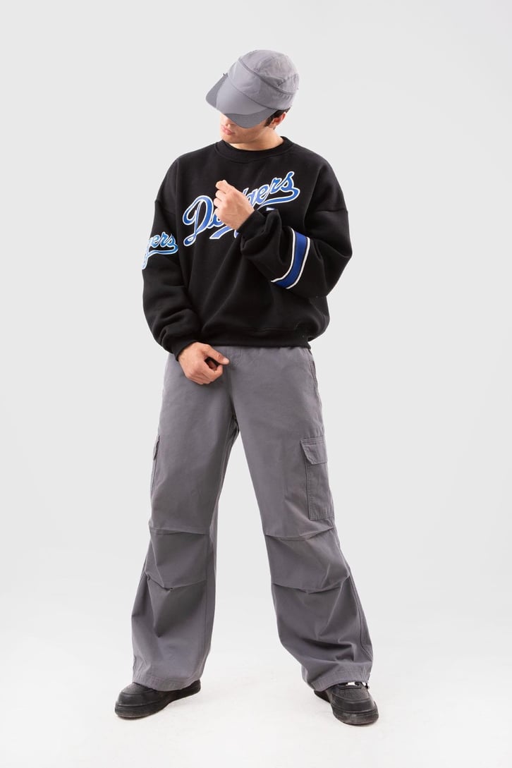 Dodgers Baskılı Beyaz Oversize Sweatshirt
