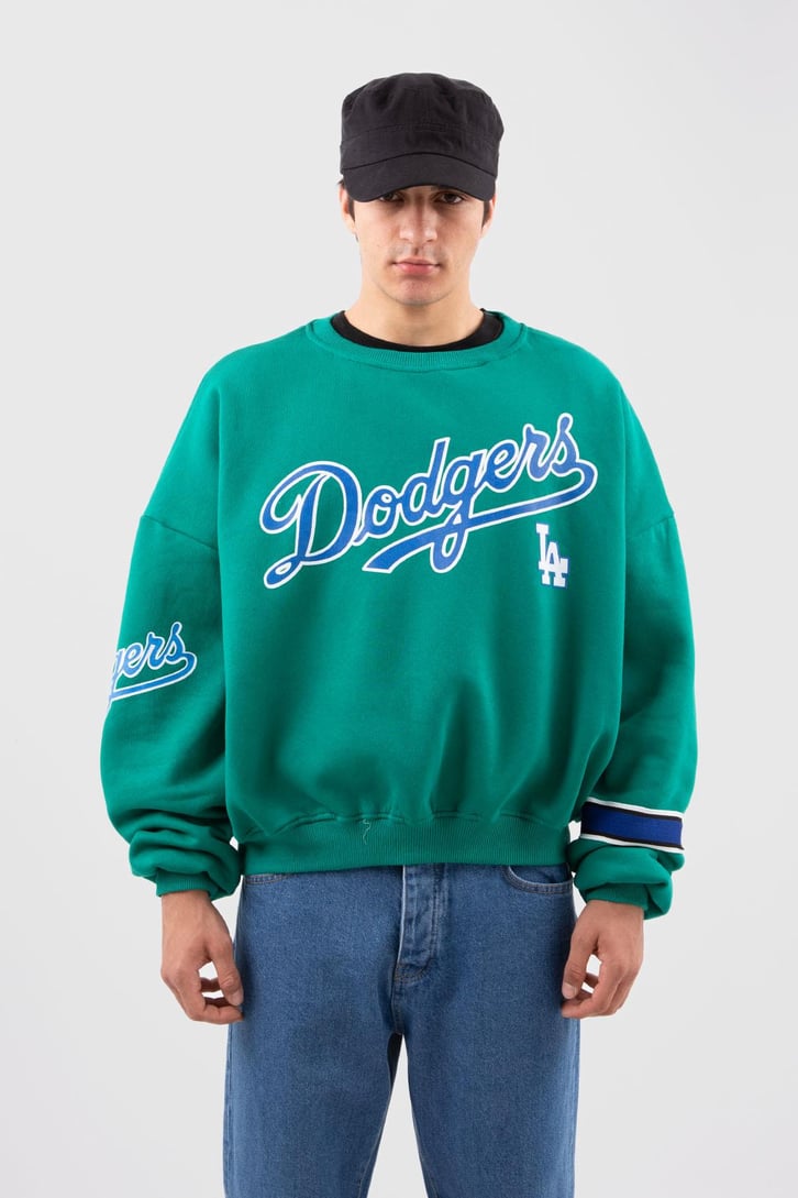 Dodgers Baskılı Beyaz Oversize Sweatshirt