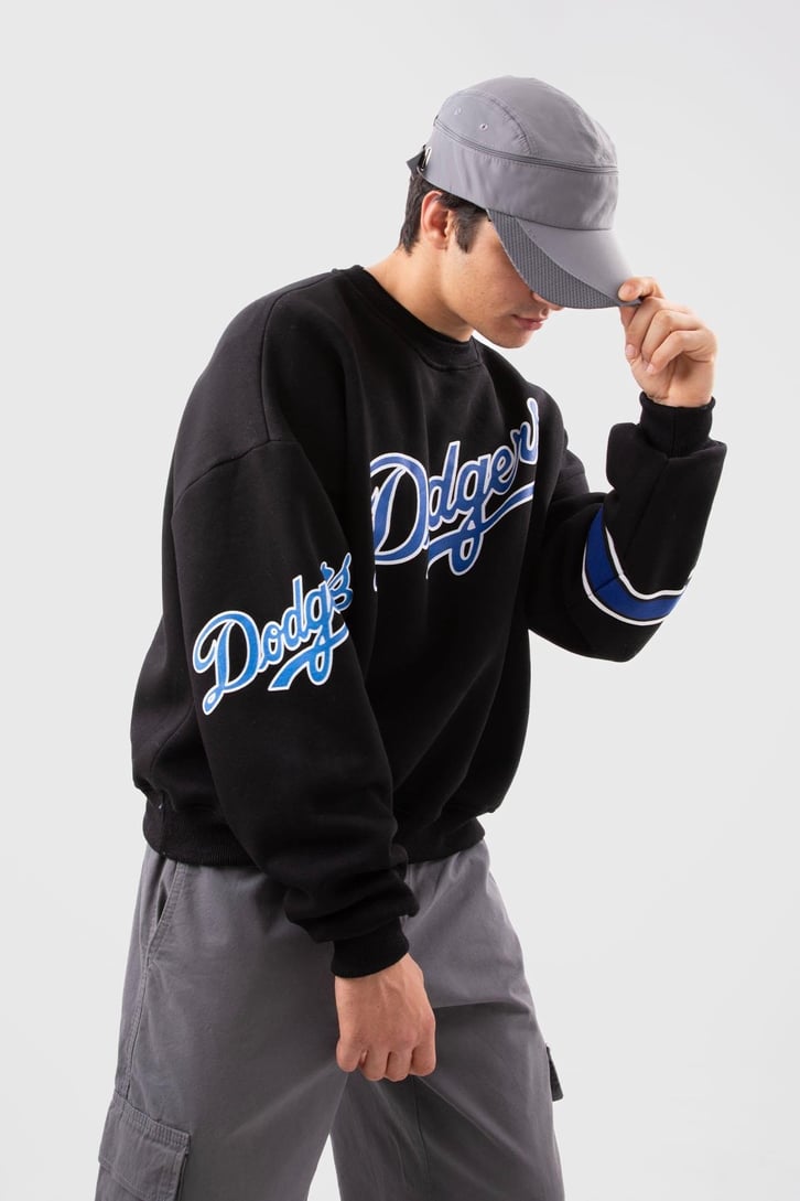 Dodgers Baskılı Beyaz Oversize Sweatshirt