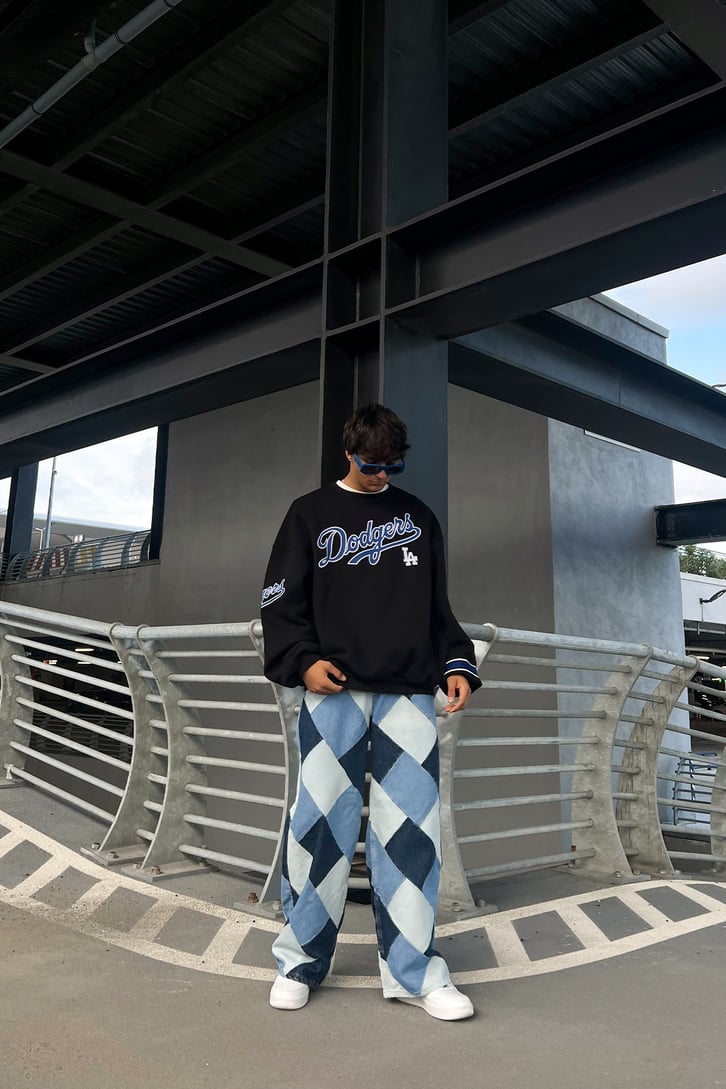 Dodgers Baskılı Siyah Oversize Sweatshirt
