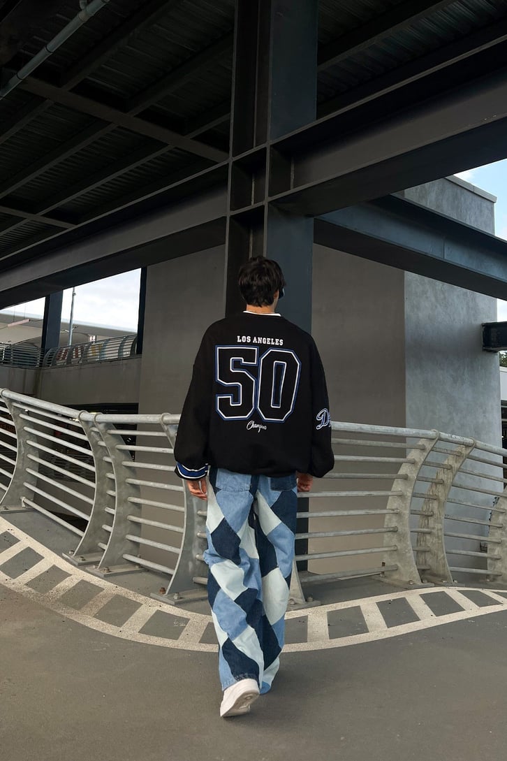 Dodgers Baskılı Siyah Oversize Sweatshirt
