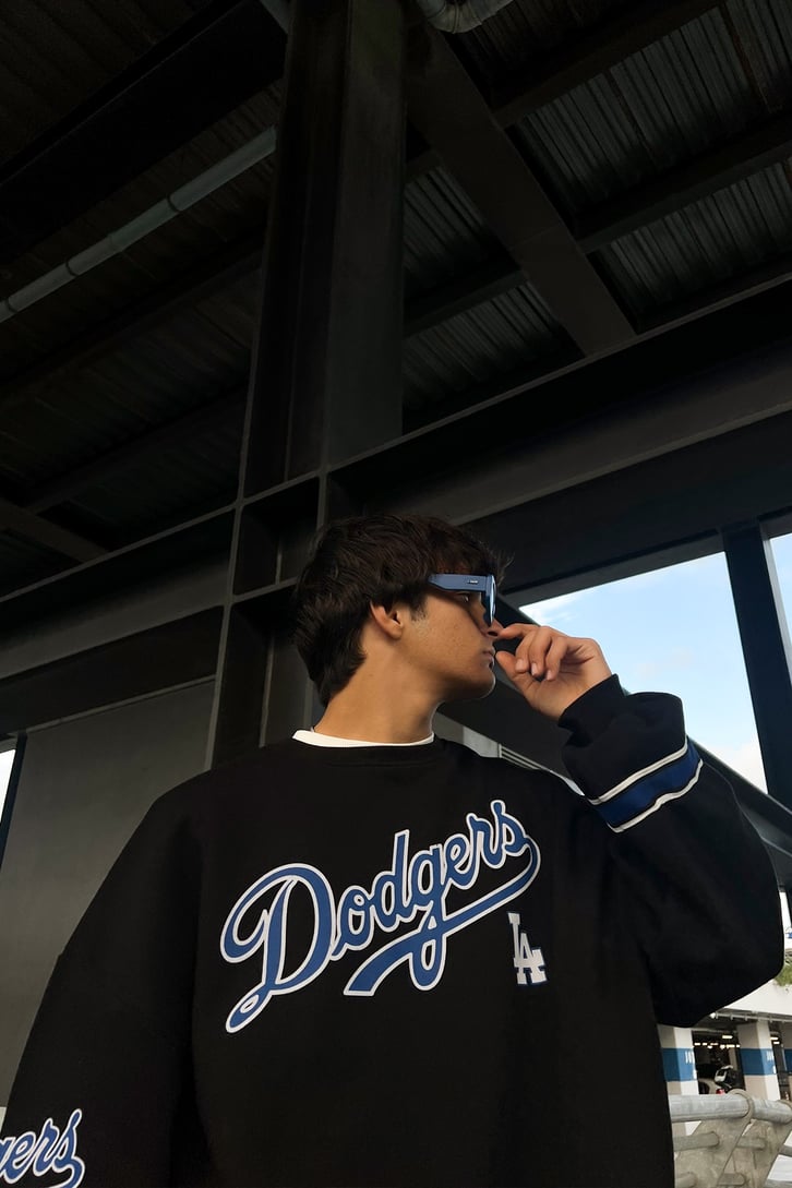 Dodgers Baskılı Siyah Oversize Sweatshirt