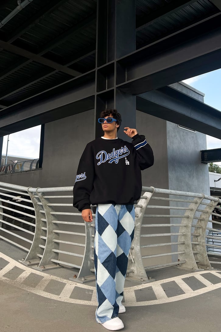Dodgers Baskılı Siyah Oversize Sweatshirt