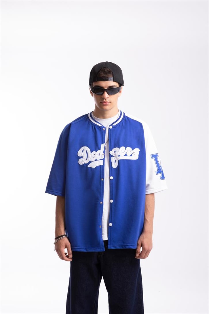 Dodgers Nakışlı Saks Mavi Oversize Forma