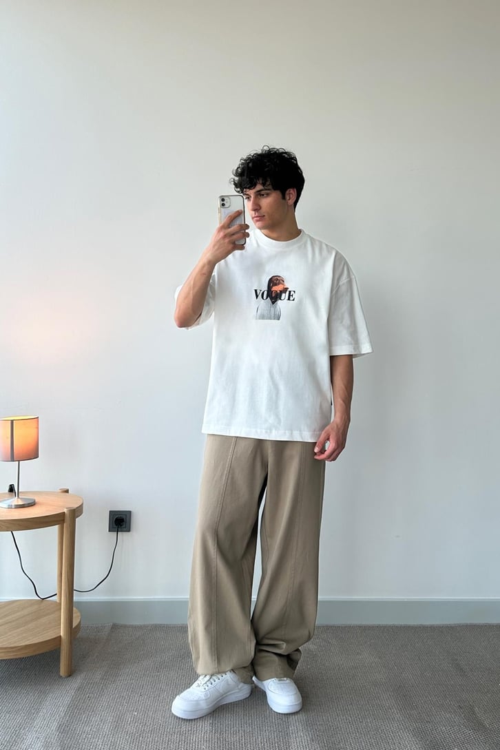 Dog Baskılı Siyah Oversize Tişört