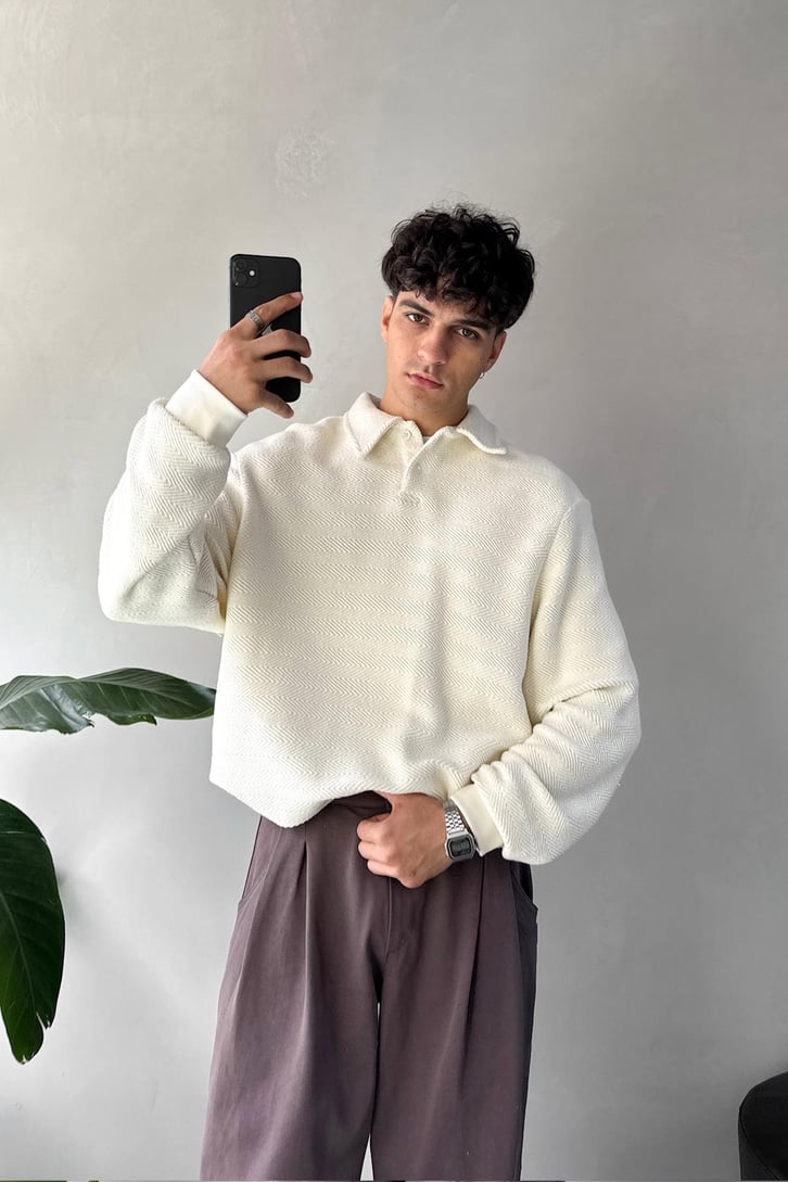 Dokulu Polo Yaka Sweatshirt