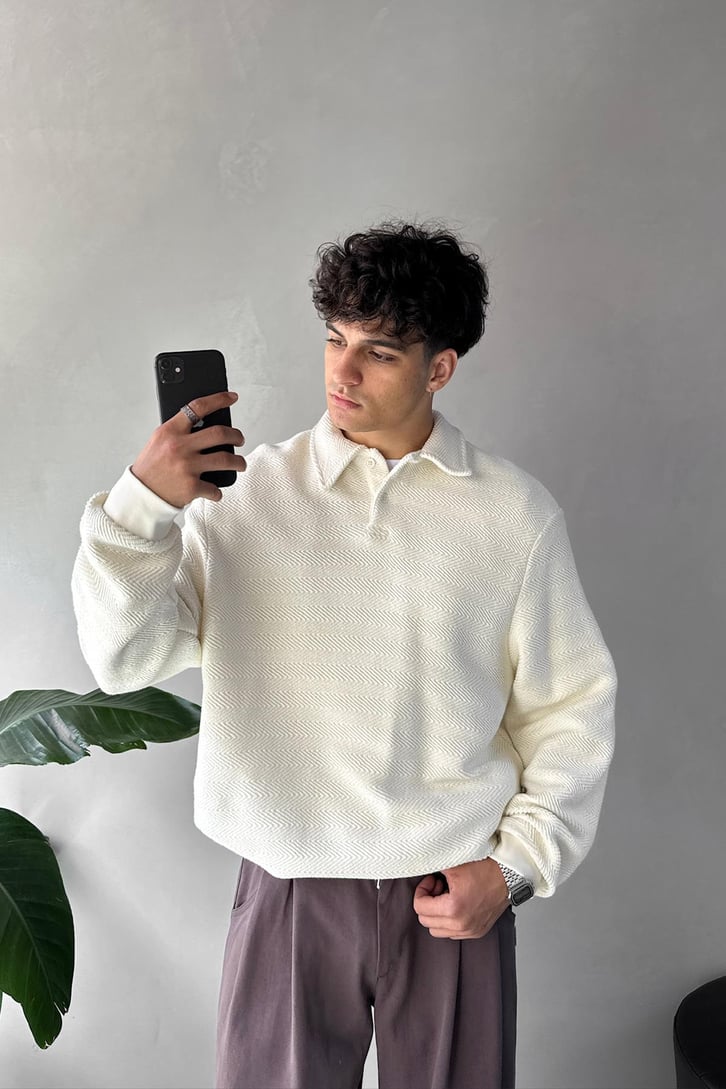 Dokulu Polo Yaka Sweatshirt
