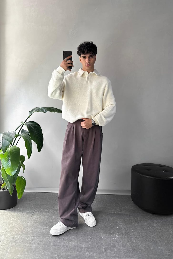 Dokulu Polo Yaka Sweatshirt