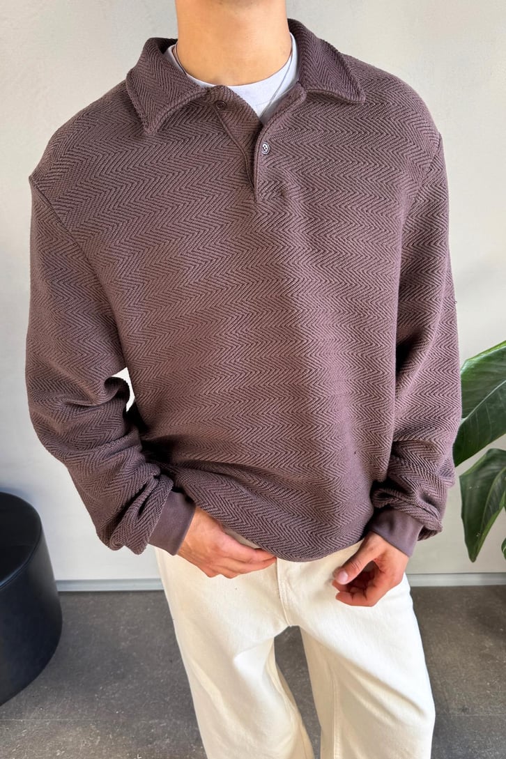 Dokulu Polo Yaka Sweatshirt