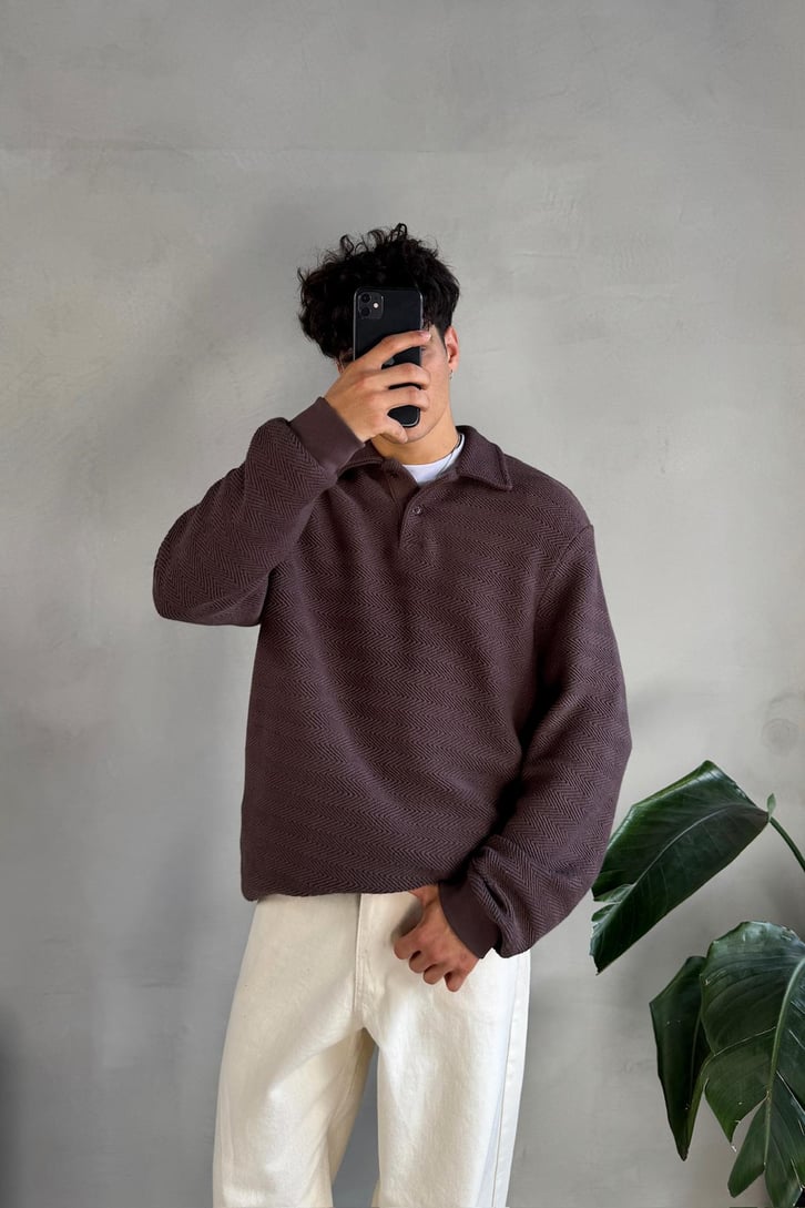 Dokulu Polo Yaka Sweatshirt