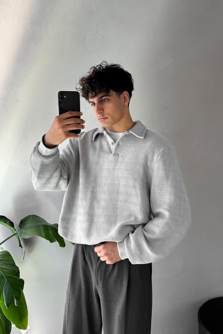 Dokulu Polo Yaka Sweatshirt