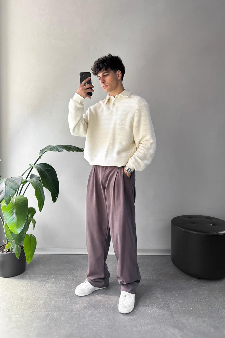 Dokulu Polo Yaka Sweatshirt