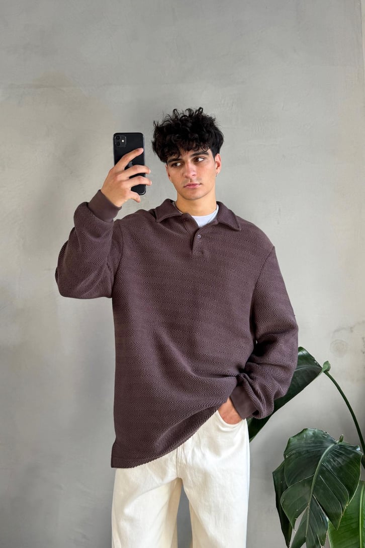 Dokulu Polo Yaka Sweatshirt