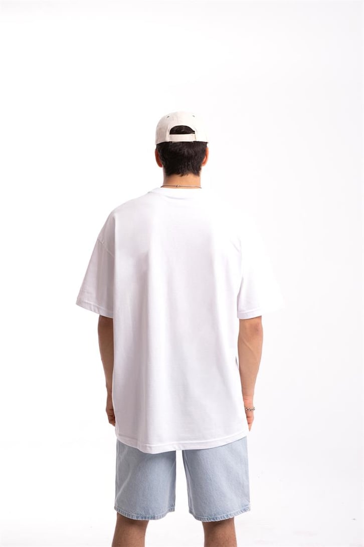 Dollars Nakışlı Beyaz Oversize Tişört