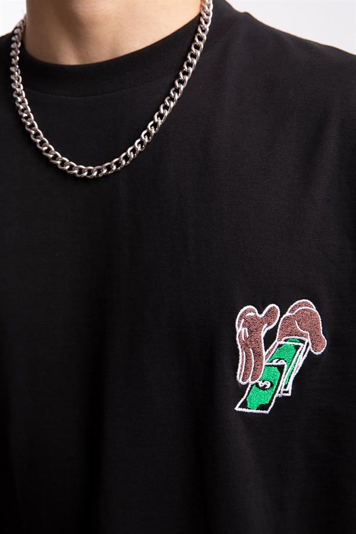 Dollars Nakışlı Oversize Tişört